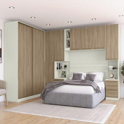 Quarto Modulado Casal Bellagio 8 Portas 9 Gavetas MDP 240CM Areia Hp Jequitiba
