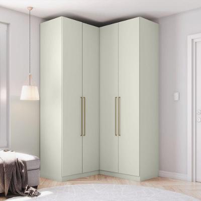 Guarda Roupa de Canto Bellagio 4 Portas de Bater 3 Gavetas MDP Areia HP Casa 812 134CM