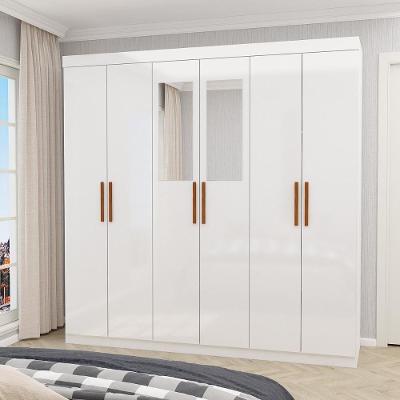 Guarda Roupa Solteiro CR35563 6 Portas 2 Gavetas MDP com Espelhos Branco Multimóveis 153CM