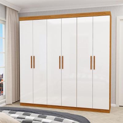 Guarda Roupa Solteiro CR35562 6 Portas de Bater 2 Gavetas MDP Madeirado-Branco Multimóveis 153CM