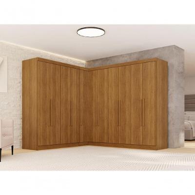 Guarda Roupa Casal Modulado de Canto 11 Portas de Bater 4 Gavetas MDP Amadeirado Multimóveis 196CM