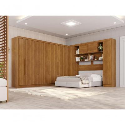 Guarda Roupa Casal Modulado de Canto 13 Portas de Bater 4 Gavetas MDP Cinamomo Multimóveis 316CM