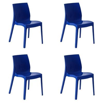 Kit 4 Cadeiras Tramontina Alice Estrutura Plástica Polipropileno Azul Cobalto Brilho 51CM