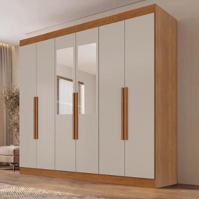 Guarda Roupa Casal CRSAL 6 Portas de Bater 2 Gavetas MDP Cinamomo-Off White Multimóveis 177CM