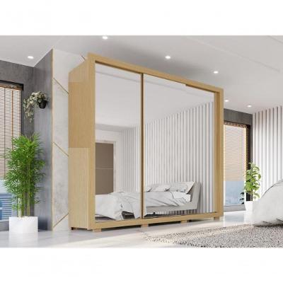 Guarda Roupa Casal CRSAL 3 Portas de Correr com Espelho 4 Gavetas MDP Madeirado Multimóveis 185,5CM