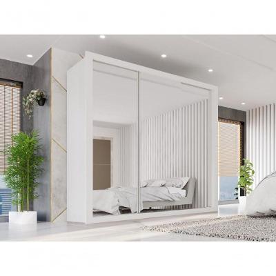 Guarda Roupa Casal CRSAL 3 Portas de Correr 4 Gavetas MDP Branco Multimóveis 185,5CM