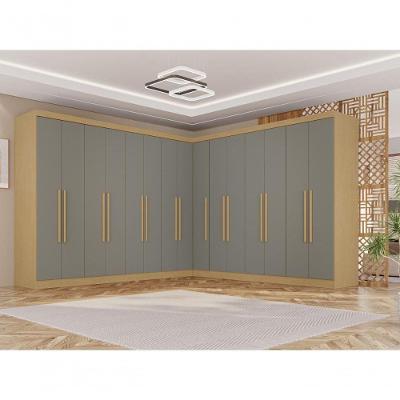 Guarda Roupa Casal CRSAL 15 Portas de Bater 6 Gavetas MDP Madeirado-Cinza Multimóveis 316CM