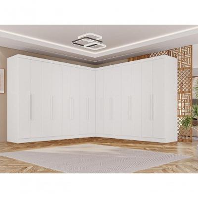 Guarda Roupa Casal Modulado de Canto 15 Portas 6 Gavetas MDP Branco Multimóveis 316CM