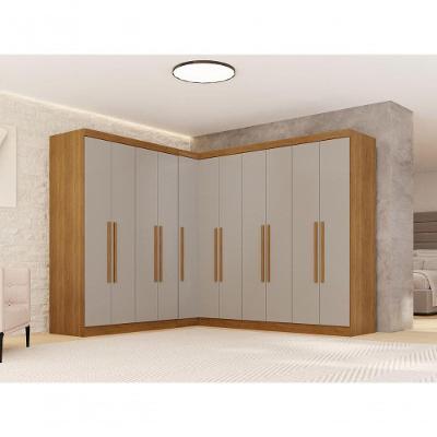 Guarda Roupa Casal Modulado de Canto 11 Portas de Bater 4 Gavetas MDP Cinamomo-Off White Multimóveis