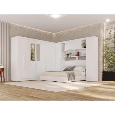 Guarda Roupa Casal Modulado de Canto 11 Portas de Bater 2 Gavetas MDP Branco Multimóveis