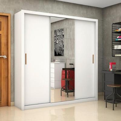 Guarda Roupa Casal CR35570 3 Portas de Correr 4 Gavetas MDP Branco Multimóveis 186CM