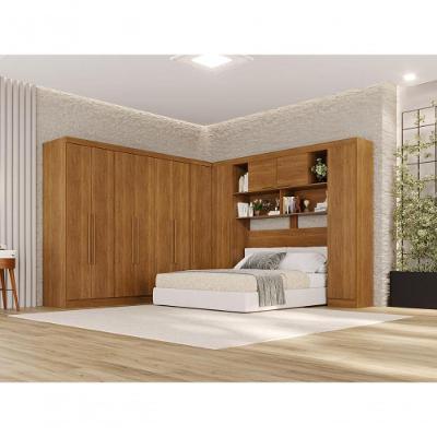 Guarda Roupa Casal Modulado Canto 11 Portas de Bater 2 Gavetas MDP Cinamomo Multimóveis 255CM