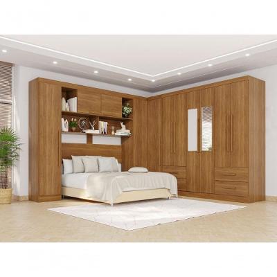Guarda Roupa Casal Modulado Canto 11 Portas 4 Gavetas MDP com Espelho Cinamomo Multimóveis 287CM