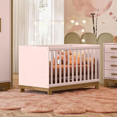 Berço Mini Cama Q Encanto Slim Dois em um MDF Rosa Qmovi