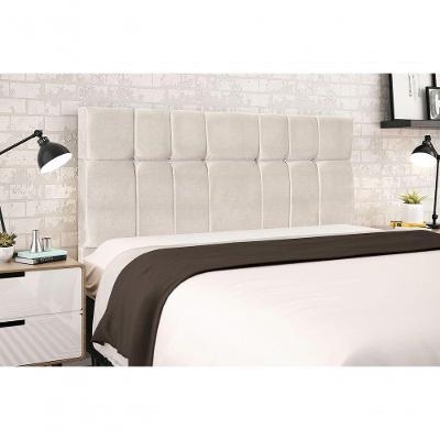Cabeceira Opala King Size Fixação no Box Revestida em Suede Bege JBE Móveis 195CM
