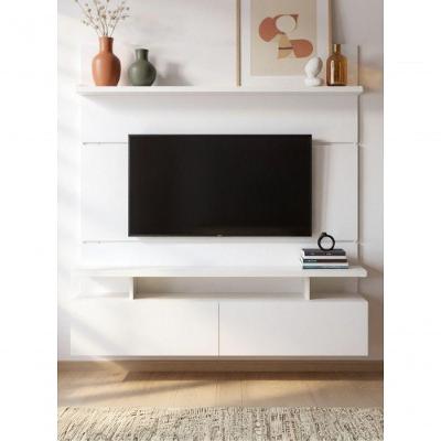 Painel para TV Até 55 Polegadas 130CM MDF Laqueado Branco Veneza On Móveis