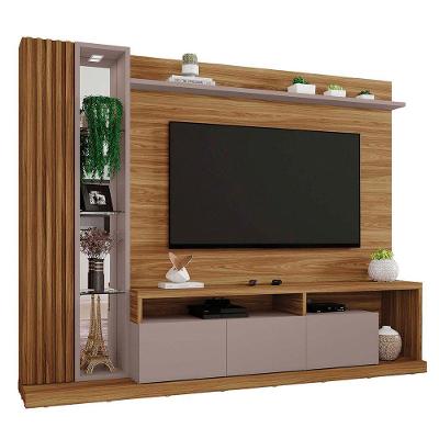 Painel Home Theater Splendido para TV 75" 240CM MDP com 2 Portas Louro Freijo-cacao Caemmun Móveis