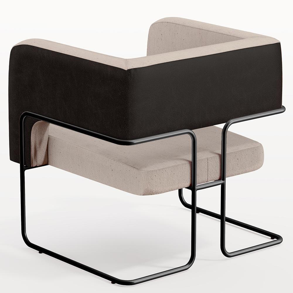 Kit 02 Poltronas Preto Corano Preto C-05 Linho Bege C-107 - 2