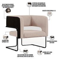 Kit 02 Poltronas Preto Corano Preto C-05 Linho Bege C-107 - 6