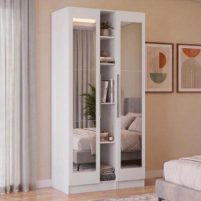 Guarda Roupa Modulado Neo 2 Portas de Bater com Espelhos 5 Nichos MDP Branco Madesa