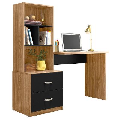 Escrivaninha Kelly Moderno 2 Gavetas MDP 138CM Preto Fosco Peternella Móveis