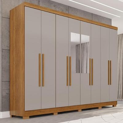 Guarda Roupa Casal CRSAL-GRP 8 Portas de Bater 4 Gavetas MDF-MDP Cinamomo-Off White Multimóveis
