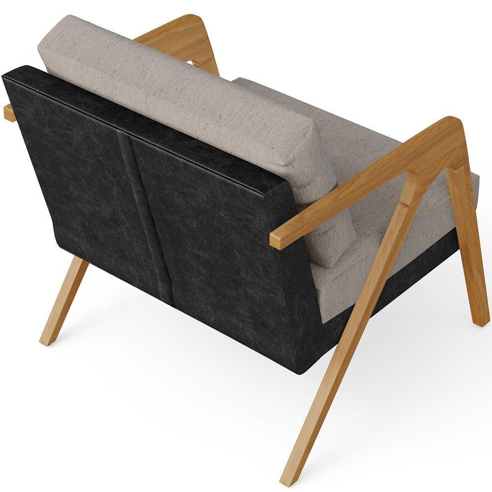 Kit 02 Poltronas L02 Couríssimo Preto Linho Bege - 2