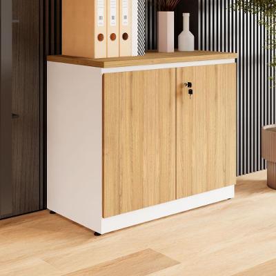 Armário Baixo para Escritório e Home Office 2 Portas 1 Prateleira MDP 80CM Macadâmia com Branco F5