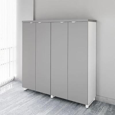 Armário Alto Duplo Escritório 4 Portas Puxadores Metálicos MDP 158,5CM Cinza Sagrado com Branco F5