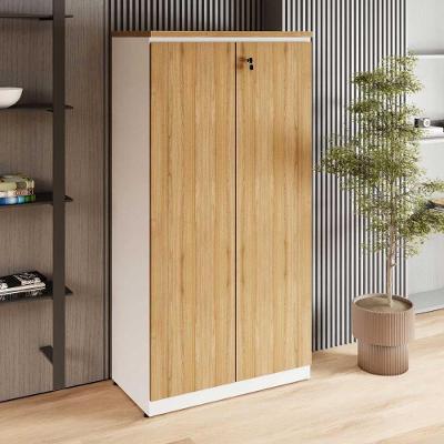Armário Alto para Escritório F5 Office 2 Portas 3 Prateleiras MDP 80CM Macadâmia com Branco