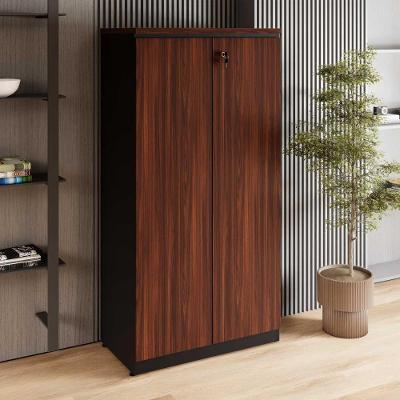 Armário Alto para Escritório 2 Portas 3 Prateleiras MDP 80CM Louro Preto F5 Office