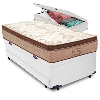 Cama Box com Baú Bicama Solteiro Victory Euro Pillow Molas Ensacadas Branco Vtech