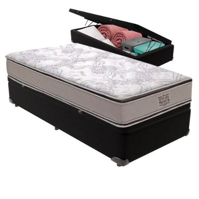 Cama Box com Baú Solteiro Four Season Bravus Molas Ensacadas Preto Vtech