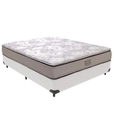 Cama Box Casal e Colchão Four Season Molas Ensacadas Pillow Top Branco Vtech