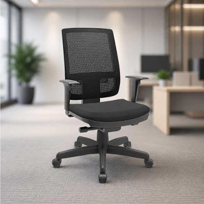 Cadeira Escritório Brizza Diretor Vinil Rodízios Relaxplax Encosto Mesh Apoio Braço Ajustável Preto