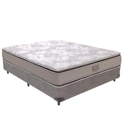 Cama Box Casal com Colchão Four Season Molas Ensacadas Pillow Top Cinza Vtech