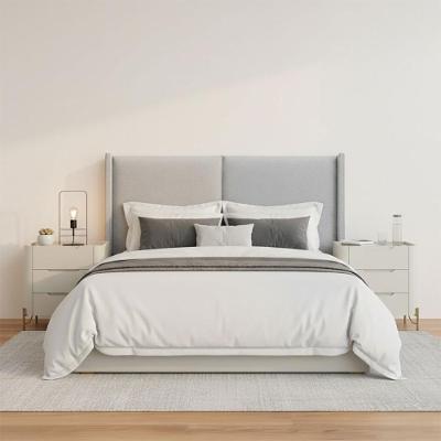 Cabeceira Queen Estofada 100% MDF Linho Carter Cinza e Luna com Dourado Casa Lar Shop