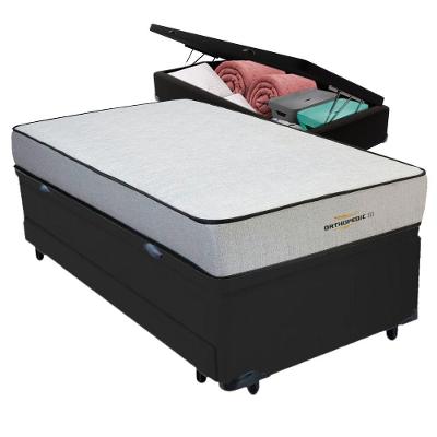 Bicama Baú com Colchão Solteirão Orthopedic D33 Preto Vtech