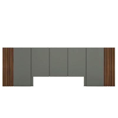 Cabeceira Cama King Ripada MDF Cinza Sagrado com Nogueira Cadiz Casa Lar Shop