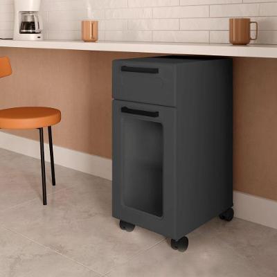 Balcão Multiuso 8194 1 Porta 1 Gaveta com Rodízios 35CM Grafite Bertolini