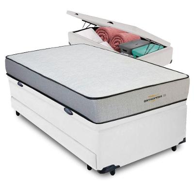 Bicama Baú com Colchão Solteiro Orthopedic D33 Branco Vtech