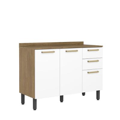 Balcão de Cozinha com Tampo Axé 8109 3 Portas 2 Gavetas Branco Bertolini