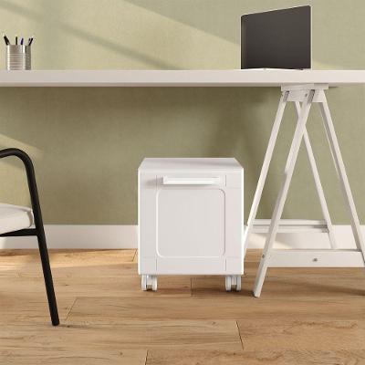 Balcão Baixo Multiuso 8198 Moderno 1 Porta com Rodízios Branco Bertolini