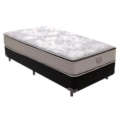 Cama Box Solteiro e Colchão Four Season Molas Ensacadas Pillow Top Preto Vtech