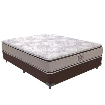 Cama Box com Colchão Casal Four Season Pillow Top Molas Ensacadas Marrom Vtech