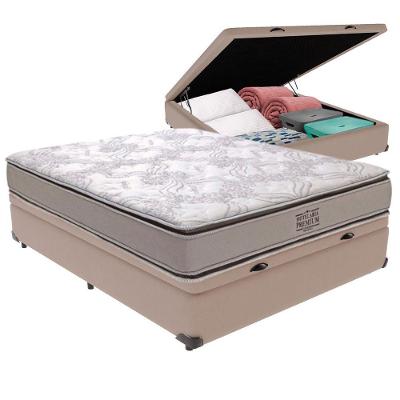 Cama Box com Baú Viúvo Four Season Bravus Molas Ensacadas Bege Vtech