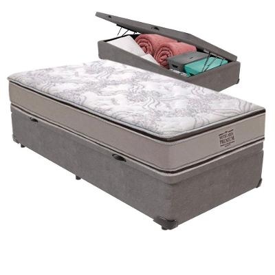 Cama Box com Baú Solteirão Four Season Bravus Molas Ensacadas Cinza Vtech