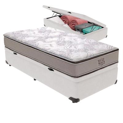 Cama Box com Baú Solteiro Four Season Molas Ensacadas Branco Vtech