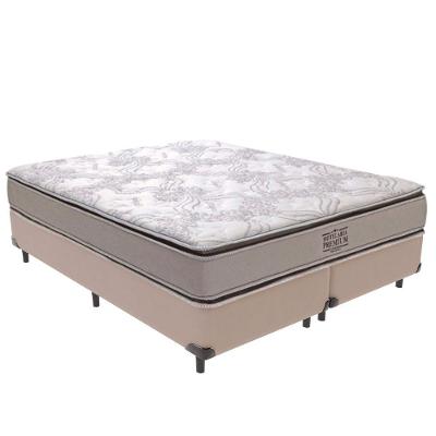 Cama Box com Colchão Queen Four Season Molas Ensacadas Pillow Top Bege Vtech