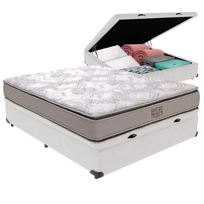 Cama Box com Baú Casal Four Season Bravus Molas Ensacadas Branco Vtech